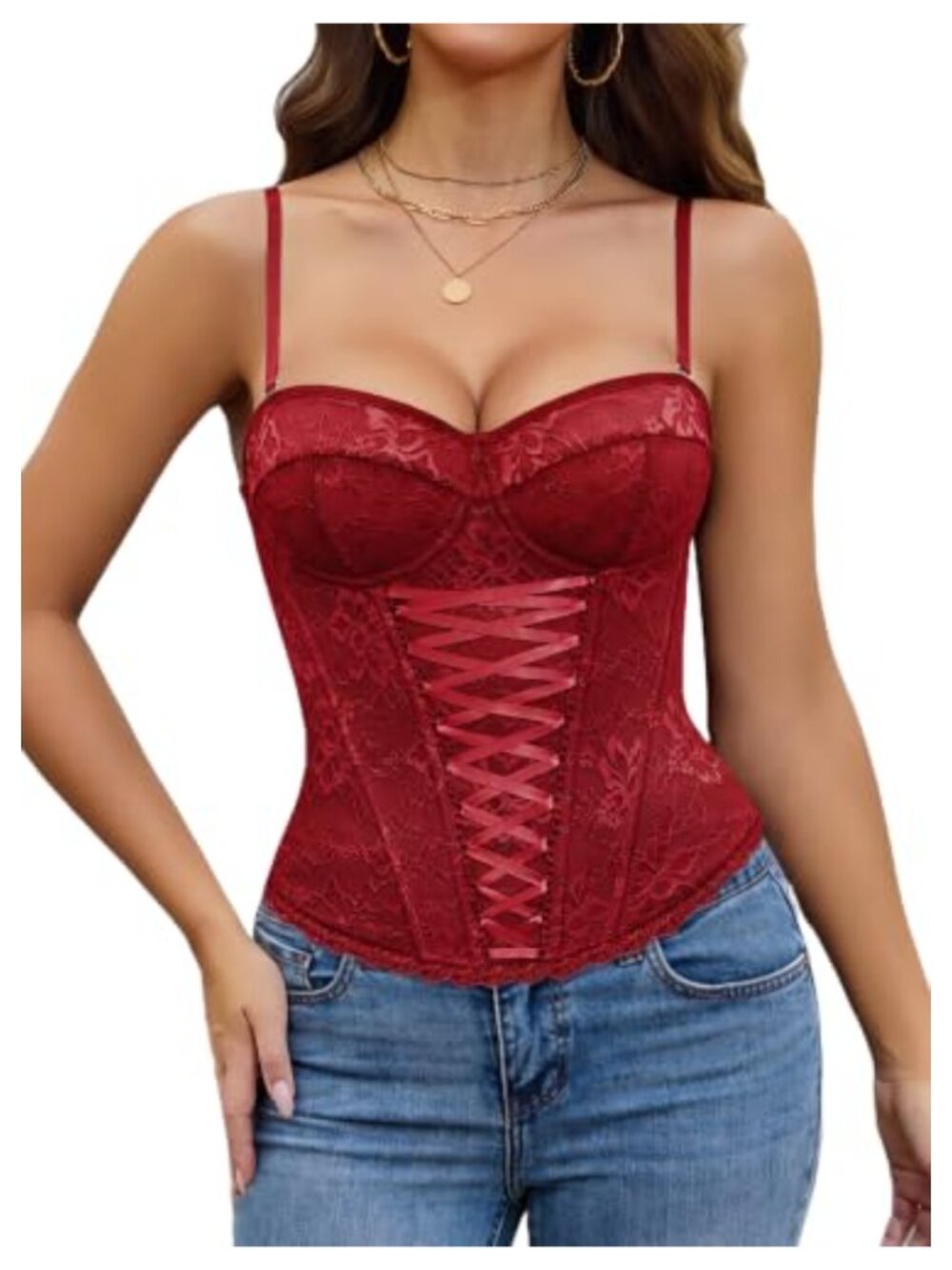 Lace Corset Bustier Top Underwire Sexy Going Out Y2K Viscose Spandex